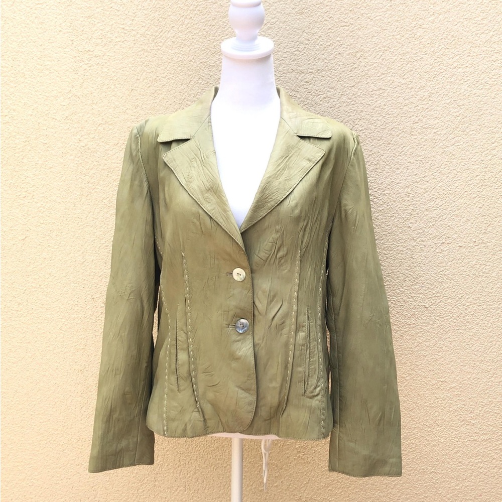 Vintage Vericci Sport green super soft lamb crinkled leather jacket